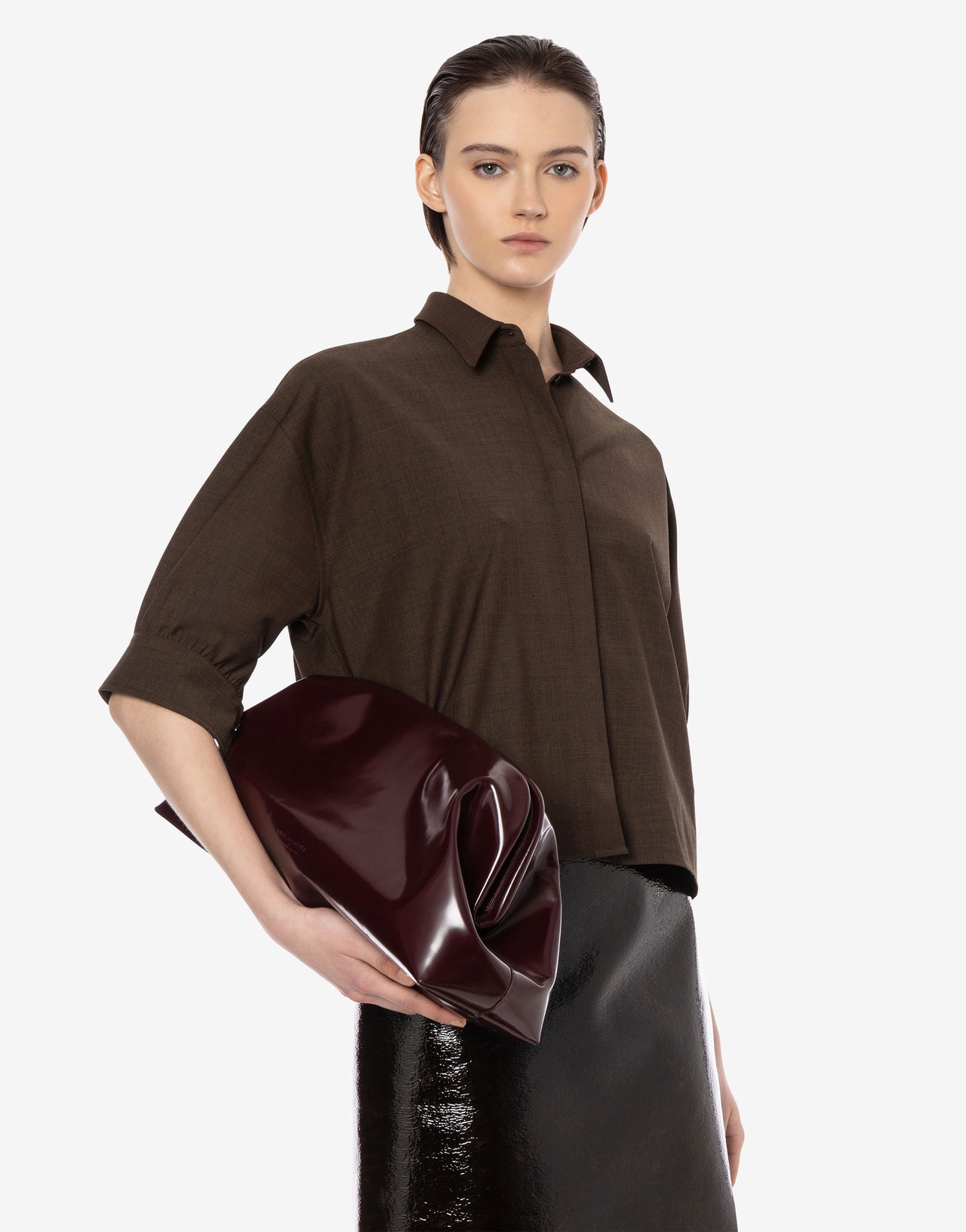 Maxi Clutch in abrasiveted leather