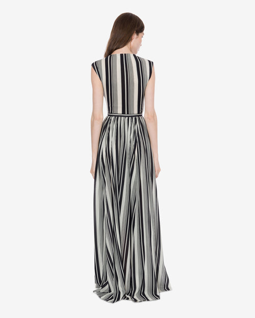 Stretch tulle skirt with stripe print