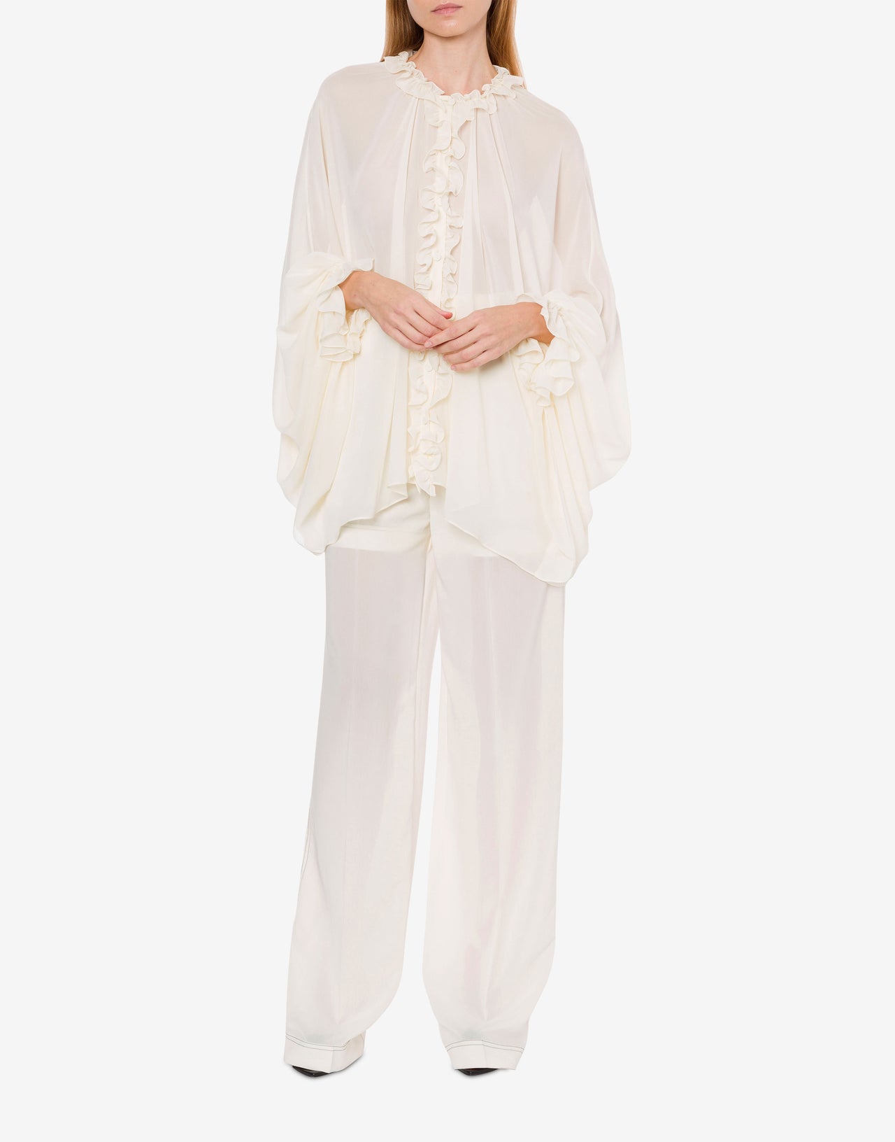 Chemise cape en georgette de soie mélangée 