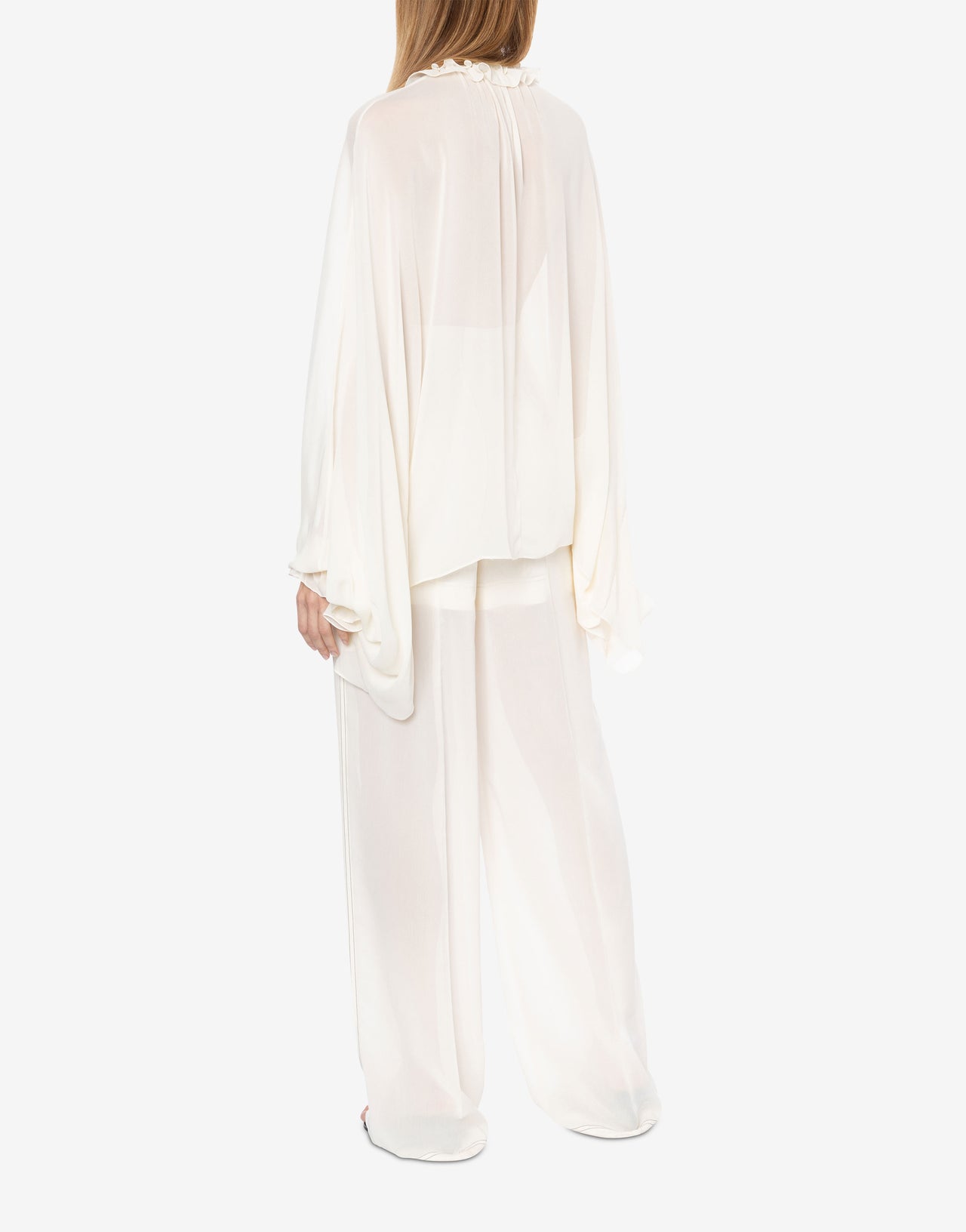 Chemise cape en georgette de soie mélangée 