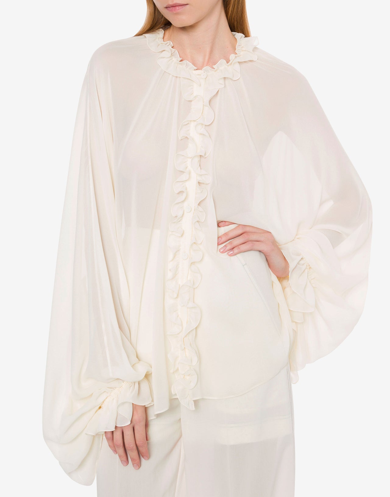 Chemise cape en georgette de soie mélangée 