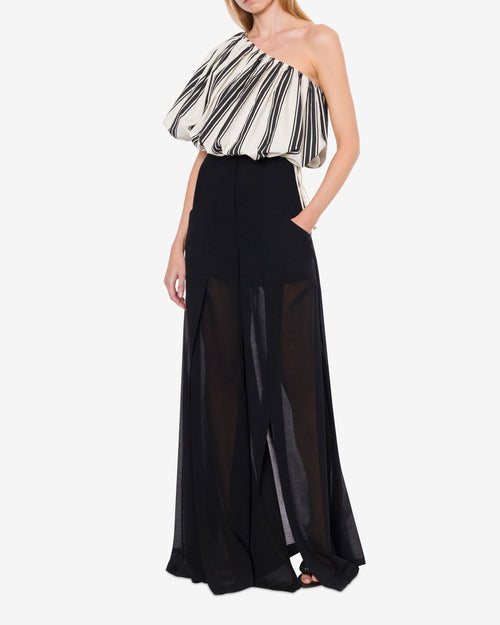 Blouse à une épaule en coton et nylon rayé