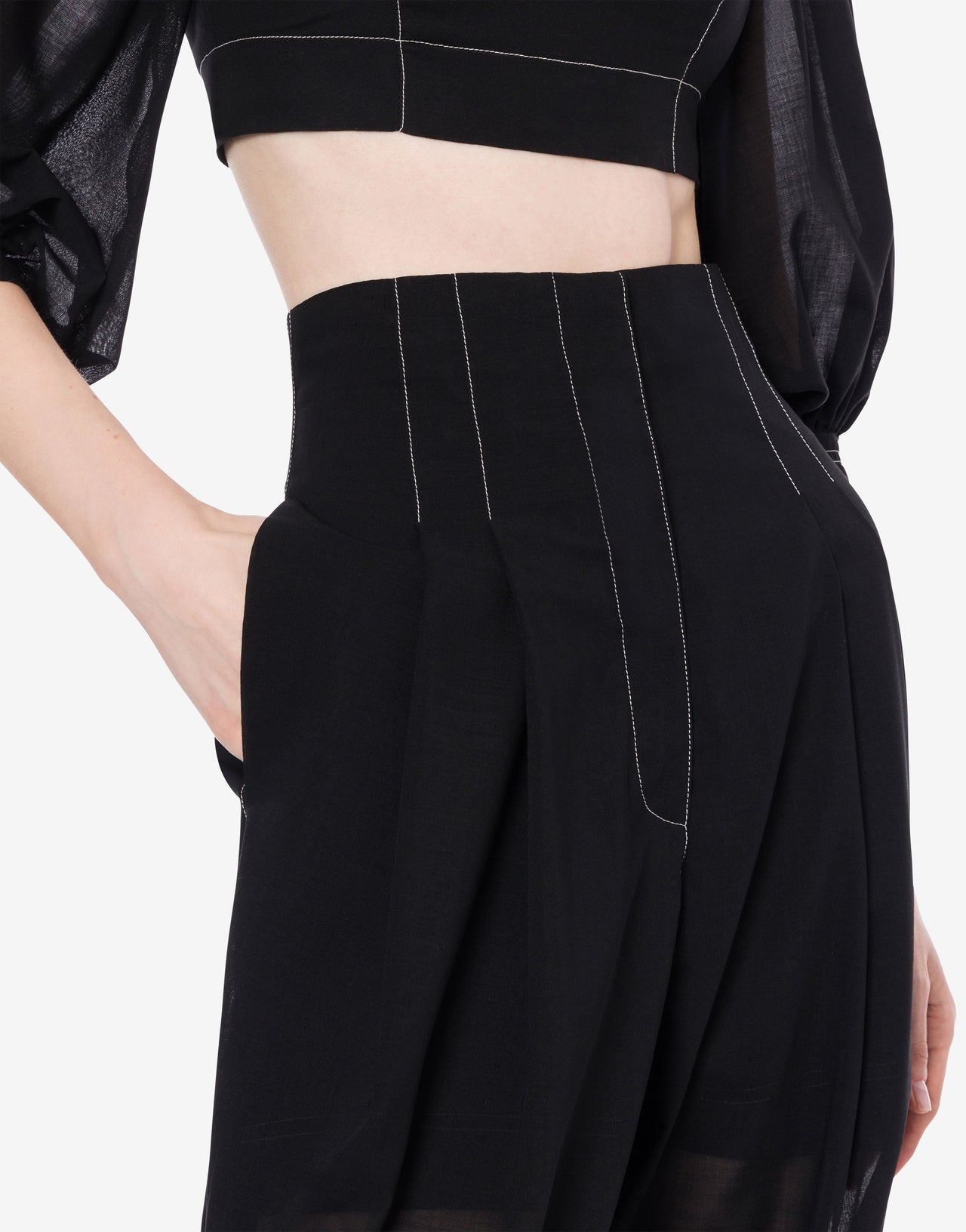 Voile voile carrot pants with stitching