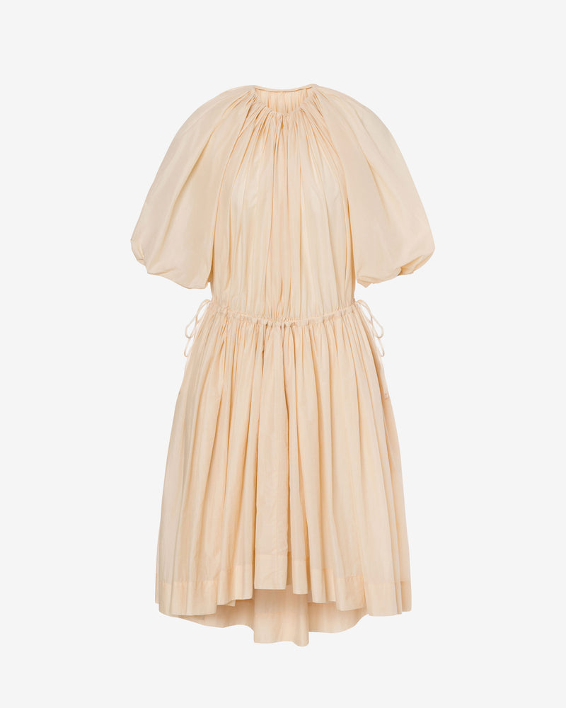 Nylon dress with balloon sleeves