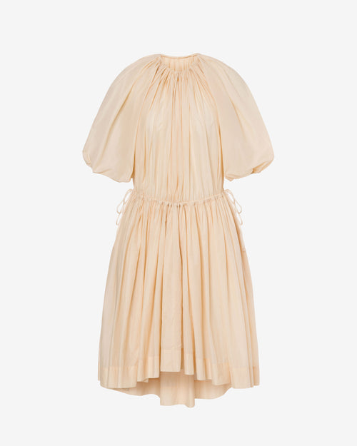 Nylon dress with balloon sleeves