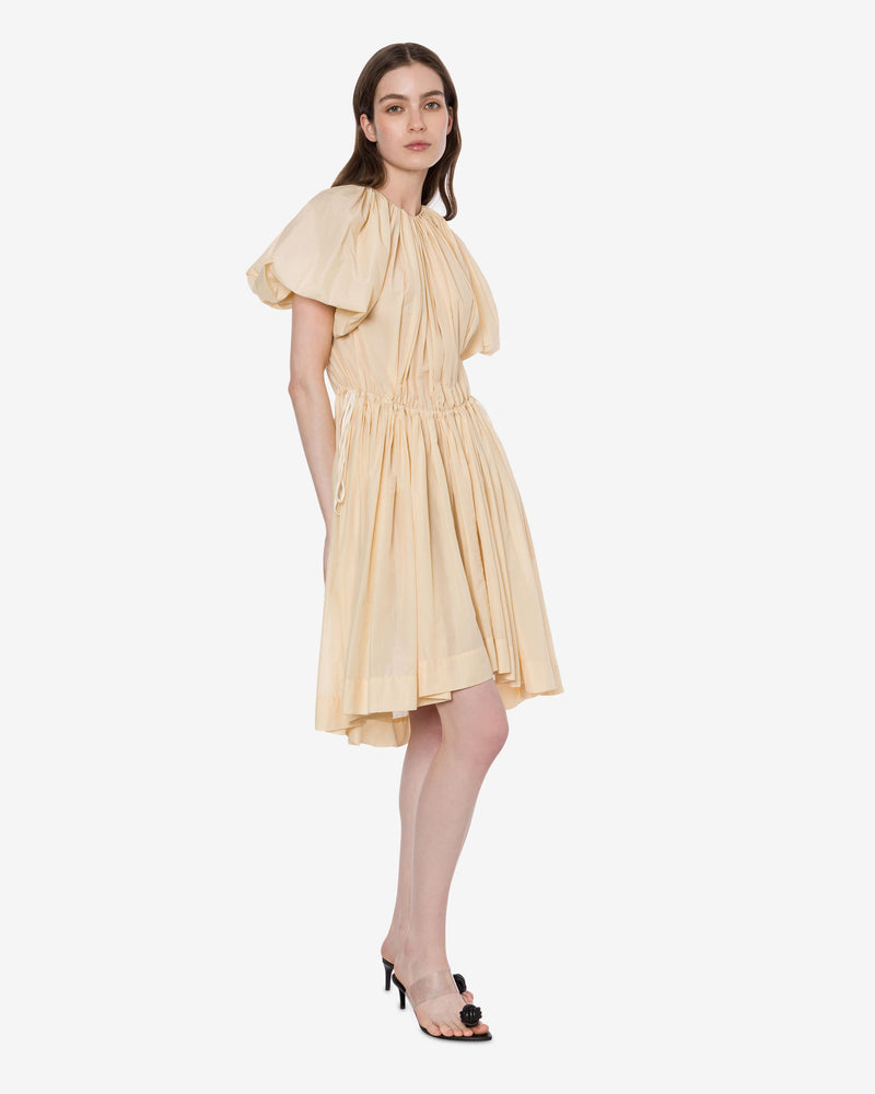 Nylon dress with balloon sleeves
