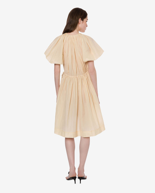 Nylon dress with balloon sleeves