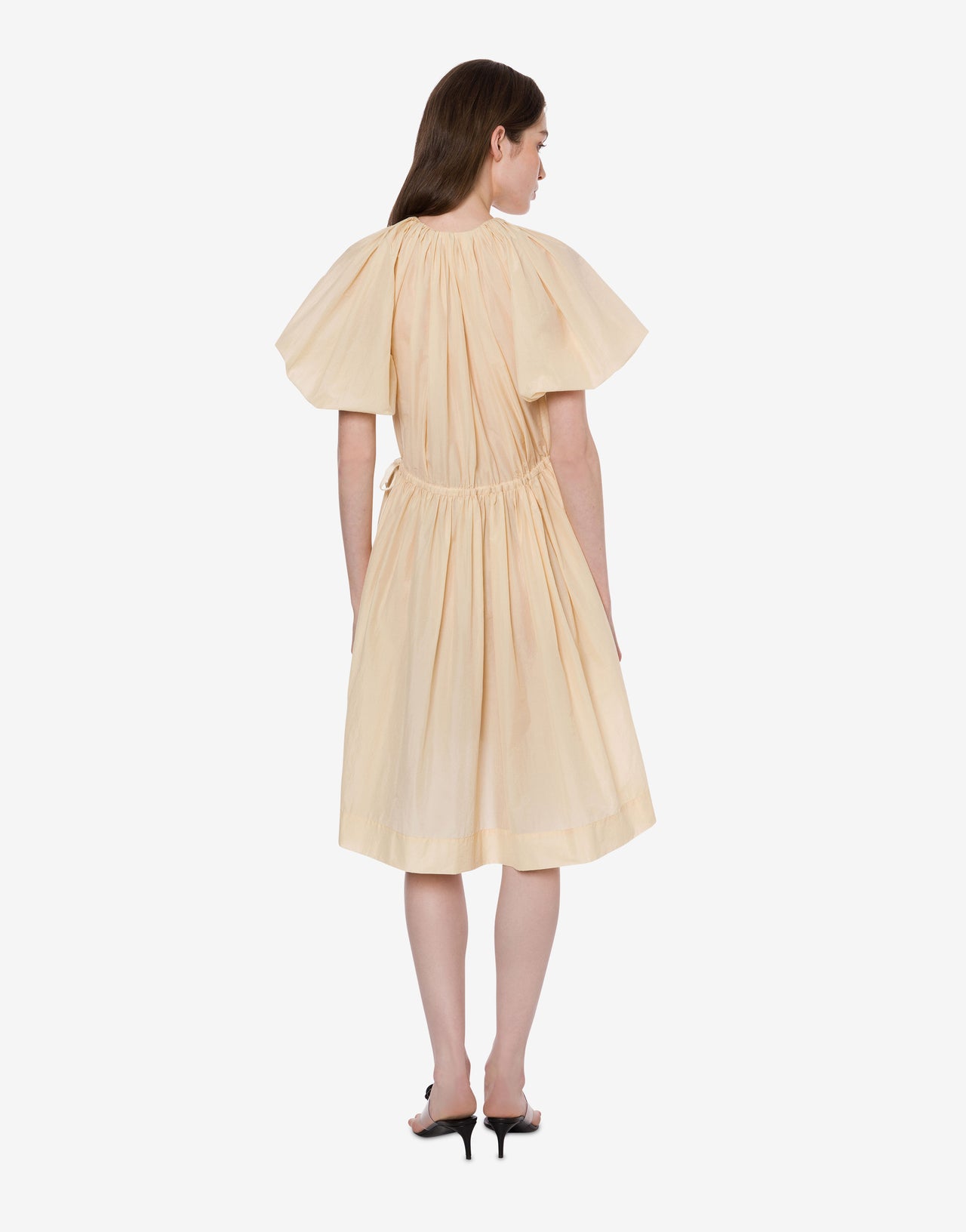 Nylon dress with balloon sleeves