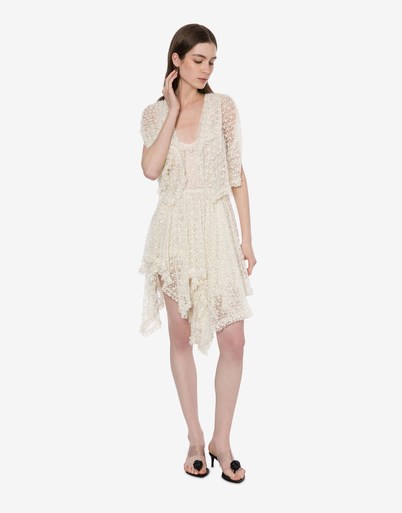 Mini-robe en dentelle avec cape