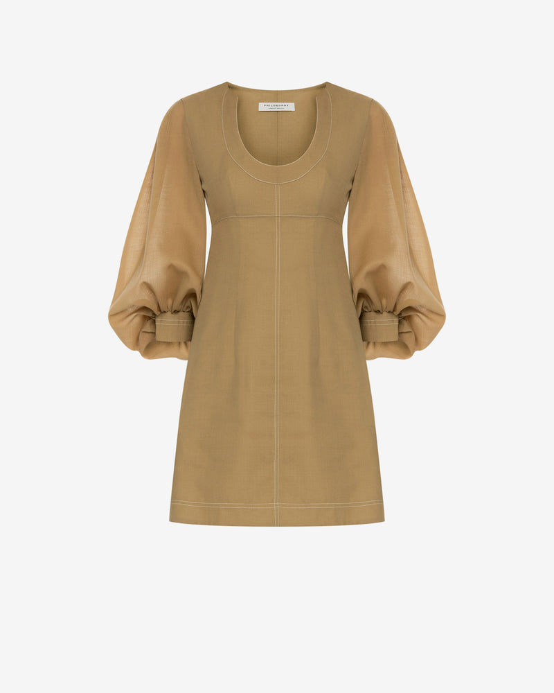 Voile minidress with voluminous sleeves