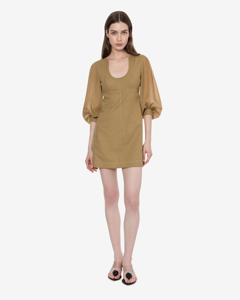 Voile minidress with voluminous sleeves