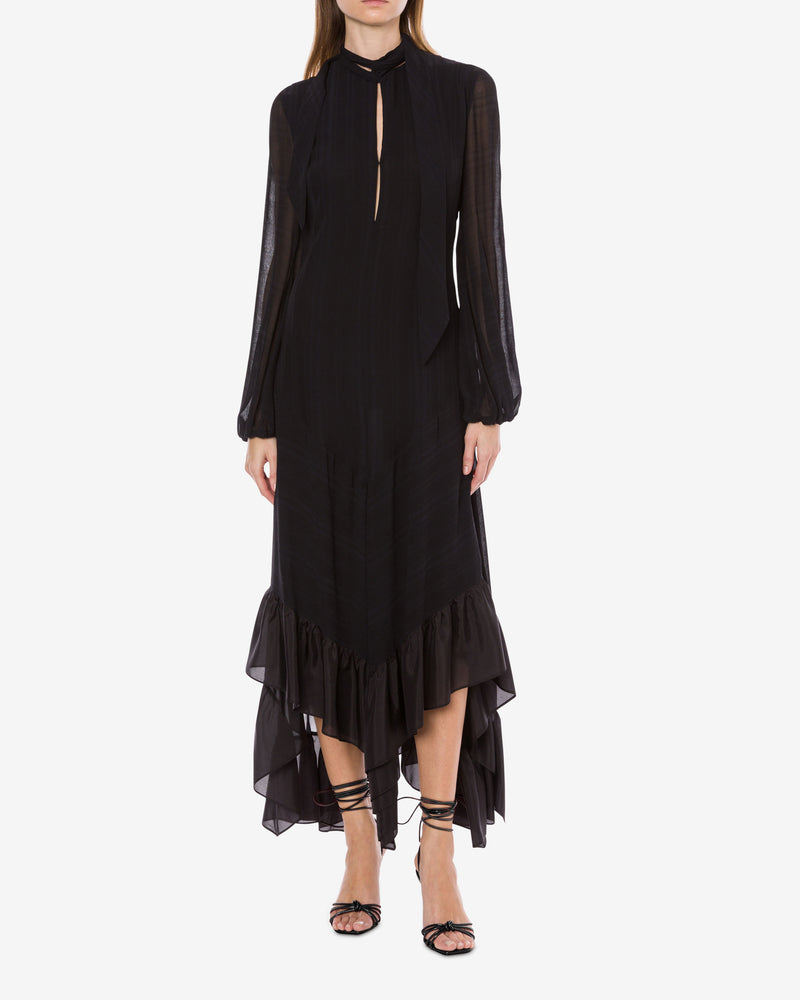 Long dress with ruffles and transparencies