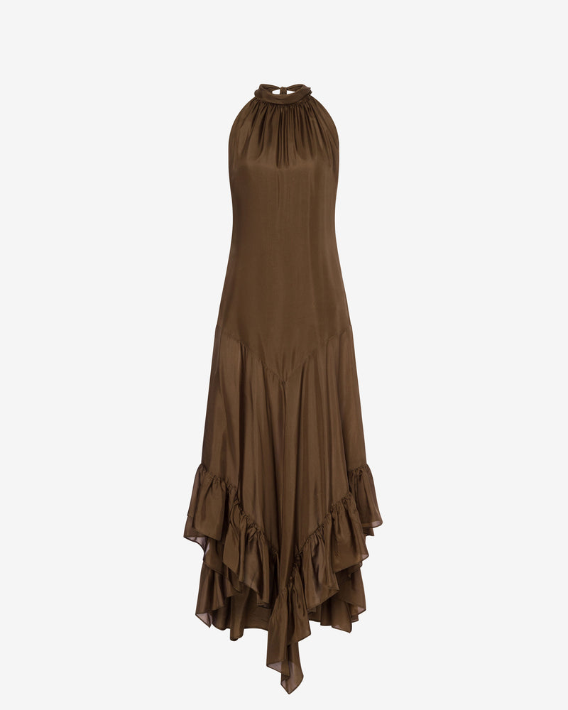 Washed habotai silk longuette dress