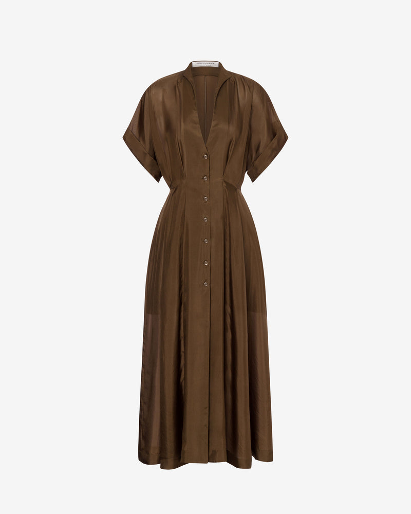 Washed habotai silk chemisier dress