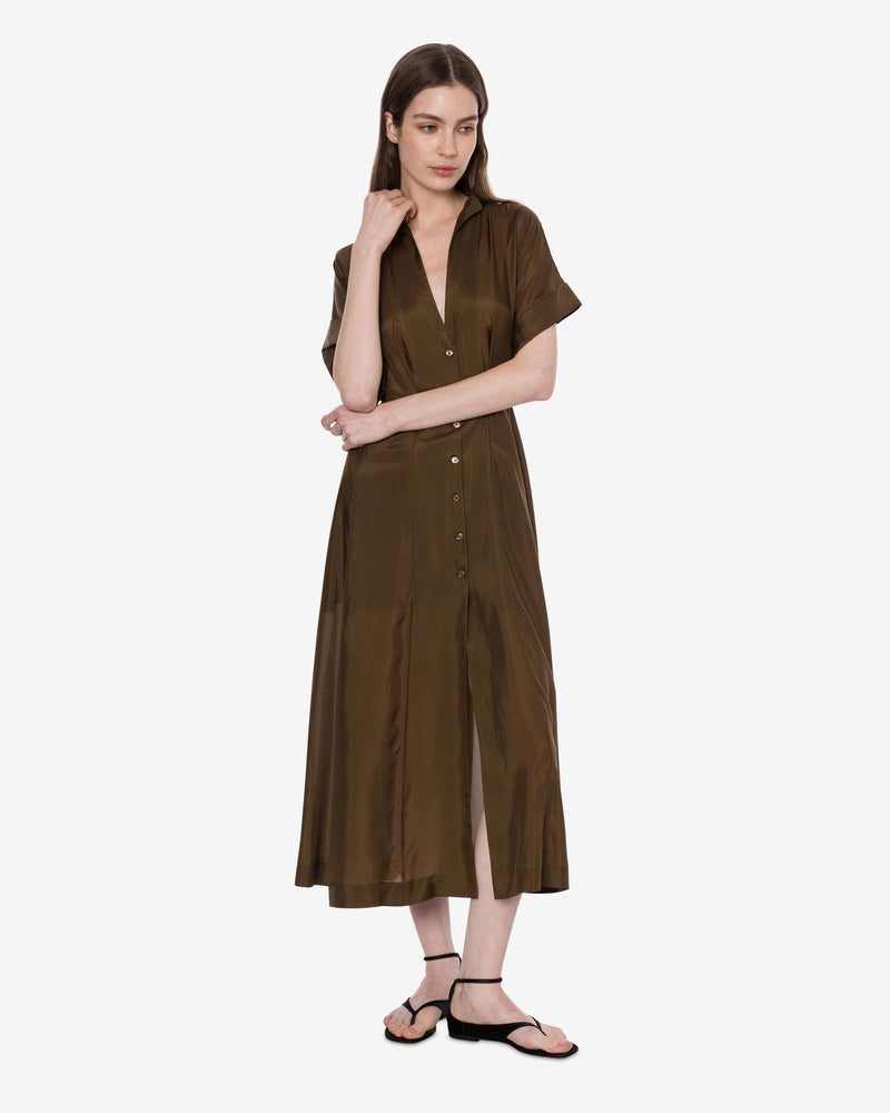 Washed habotai silk chemisier dress