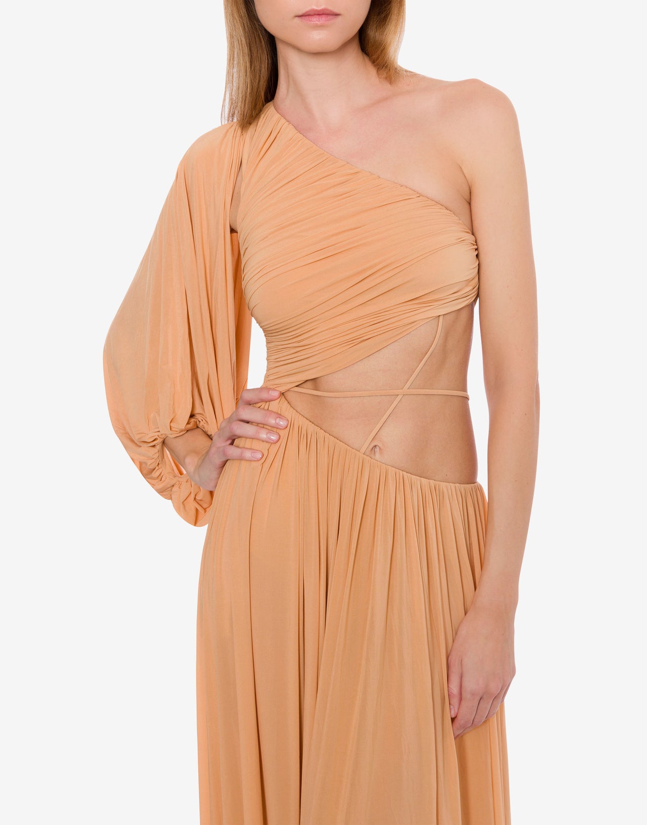 One-shoulder jersey dress
