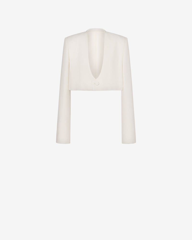 Cropped jacket in grain de poudre