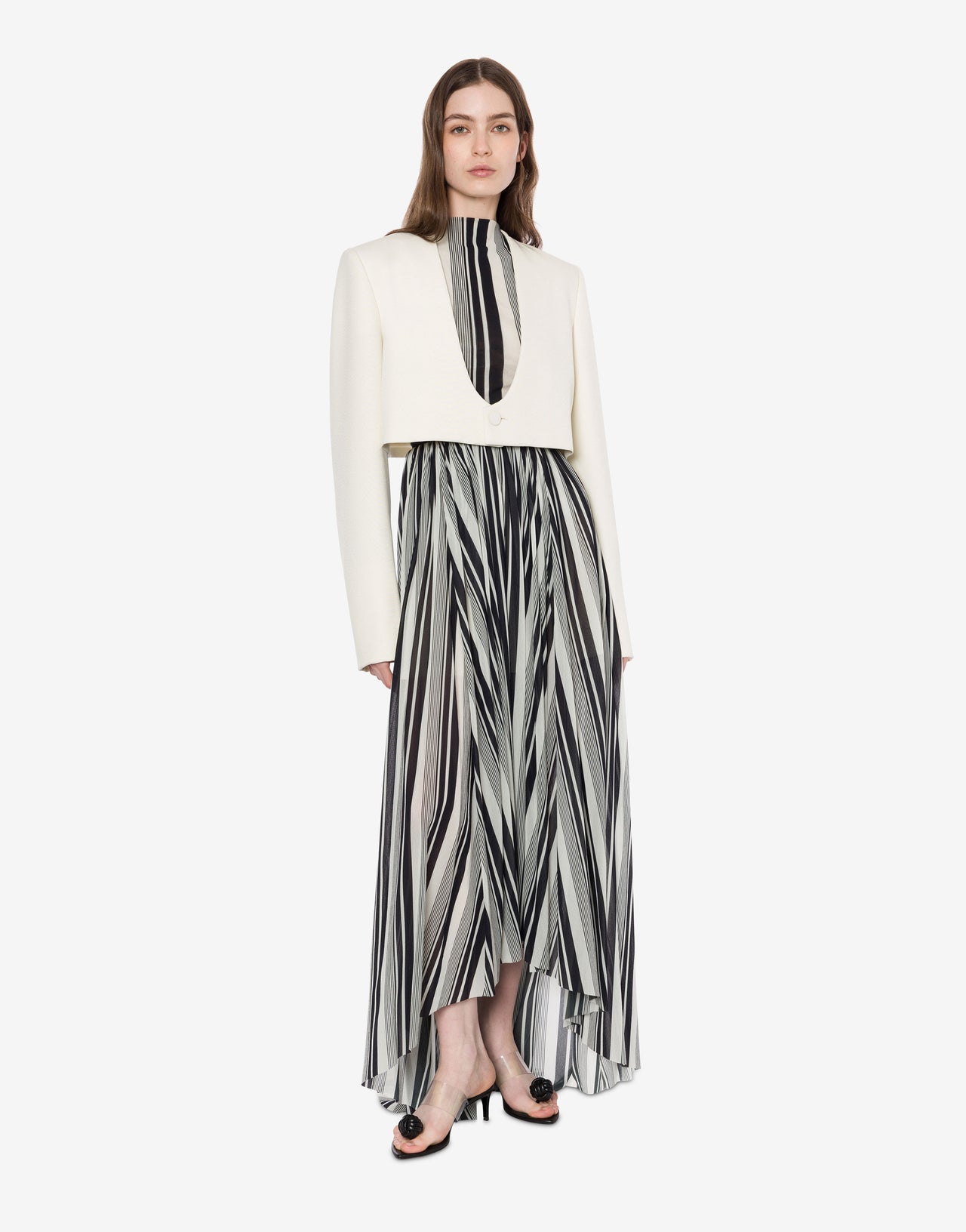 Cropped jacket in grain de poudre