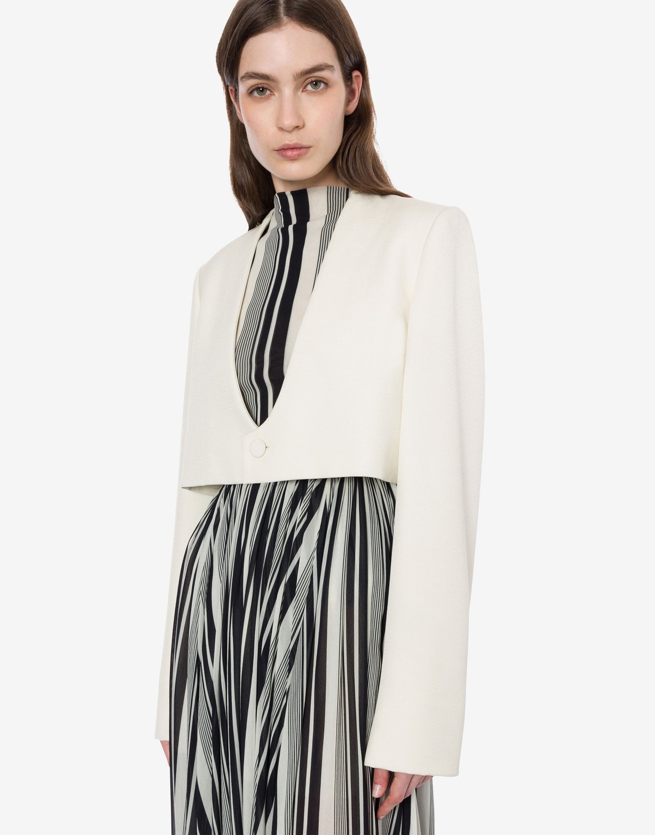 Cropped jacket in grain de poudre