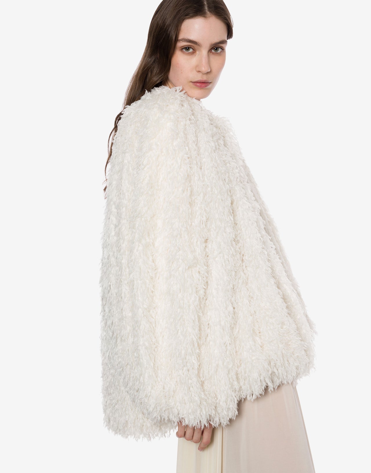 Kurzer Mantel aus fließendem Jacquard
