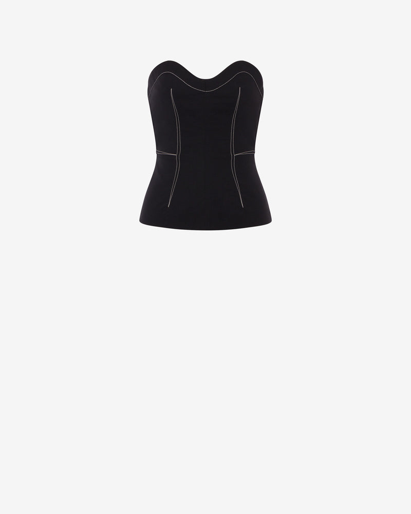 Voile bustier top with topstitching