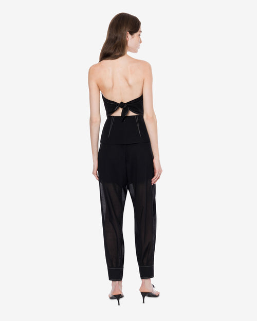 Voile bustier top with topstitching