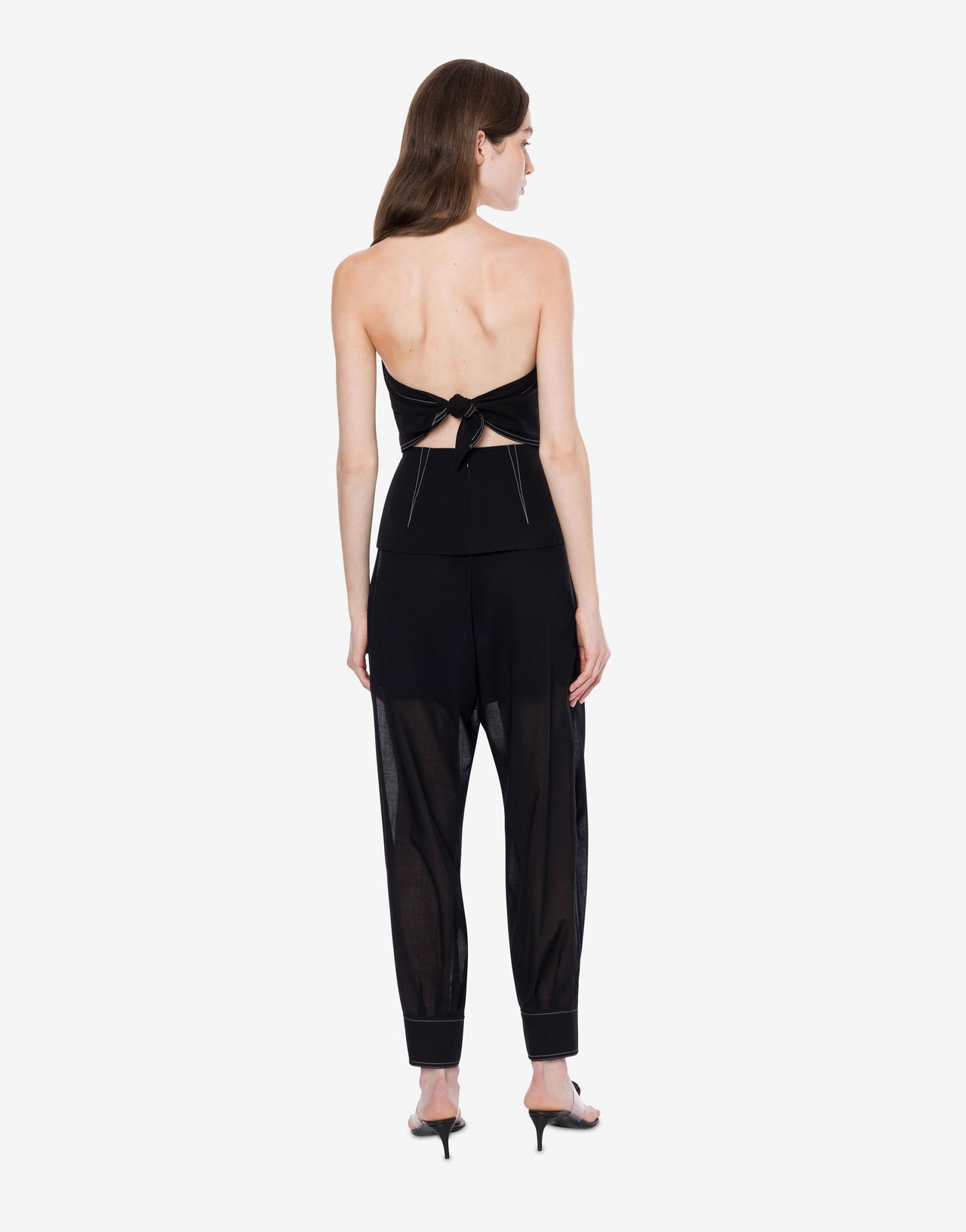 Top bustier en voile avec surpiqûres

