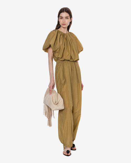 Maxi clutch in nabuk con frange