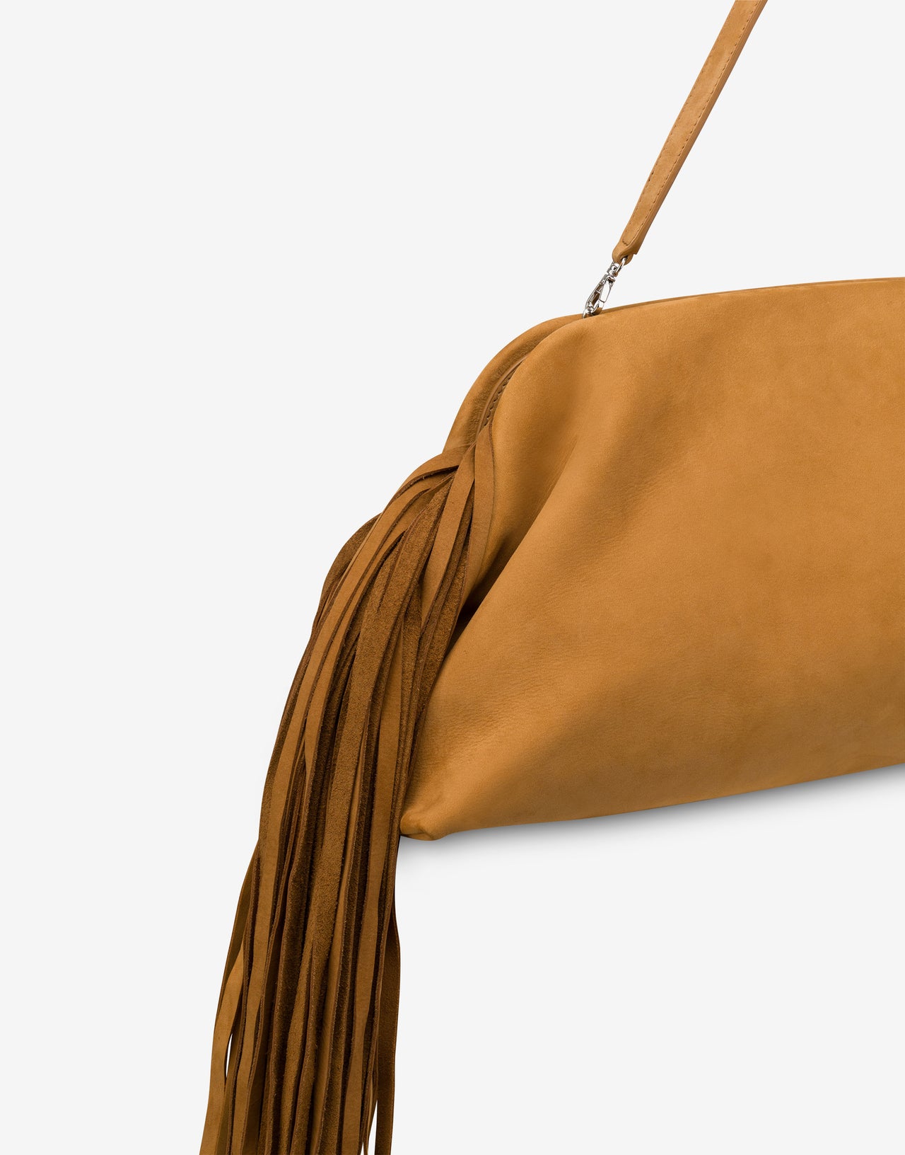 Clutch maxi en nubuck frangé