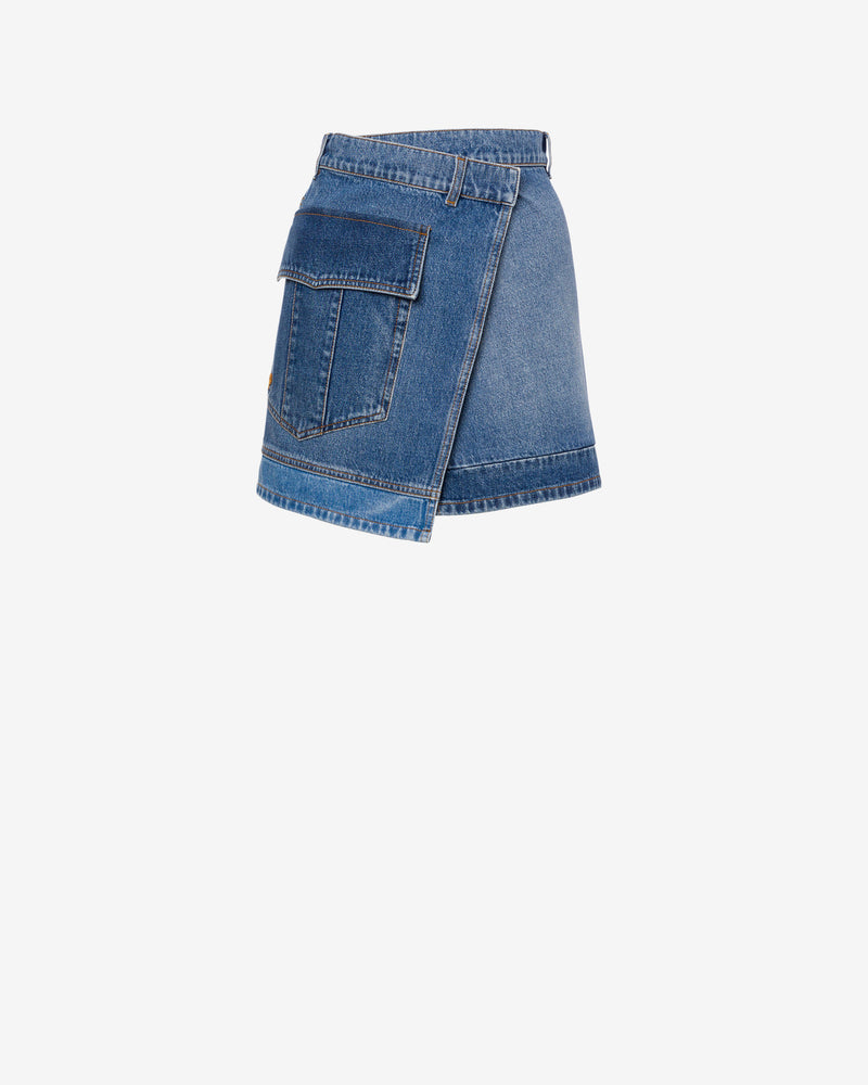 Patchwork denim miniskirt
