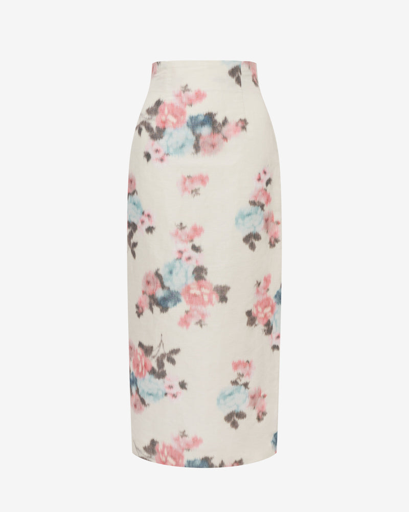 Pencil skirt in floral taffetà