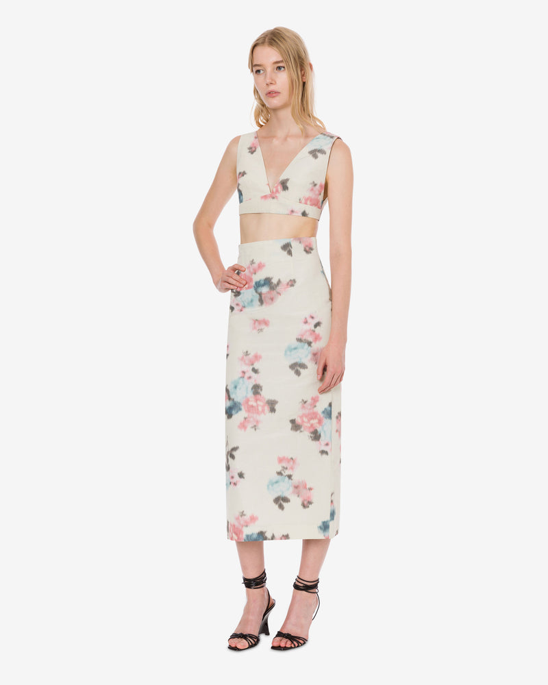 Pencil skirt in floral taffetà