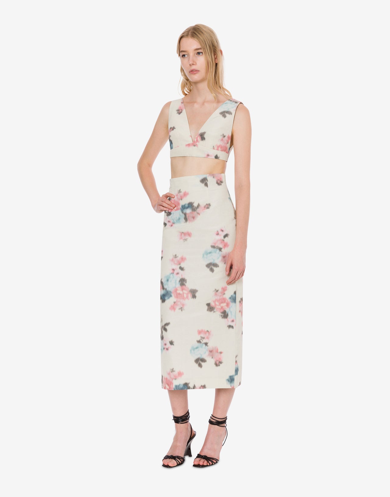 Pencil skirt in floral taffetà