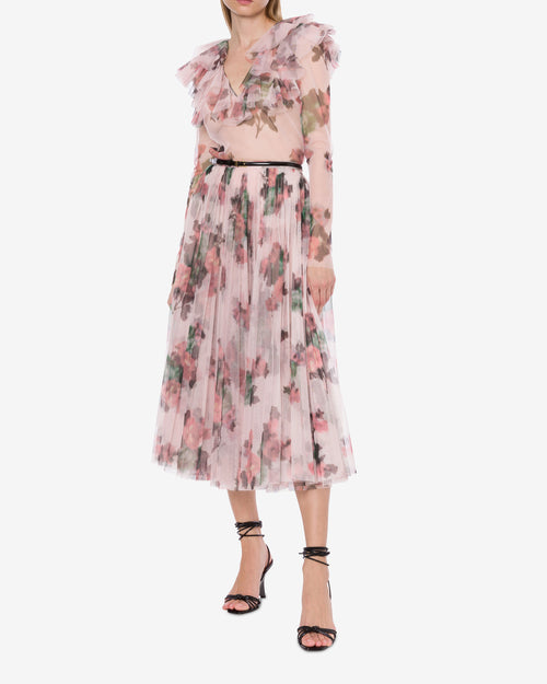 longuette Jupe en tulle avec impression de fleurs