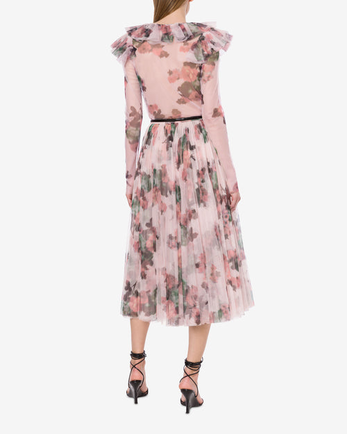 longuette Jupe en tulle avec impression de fleurs