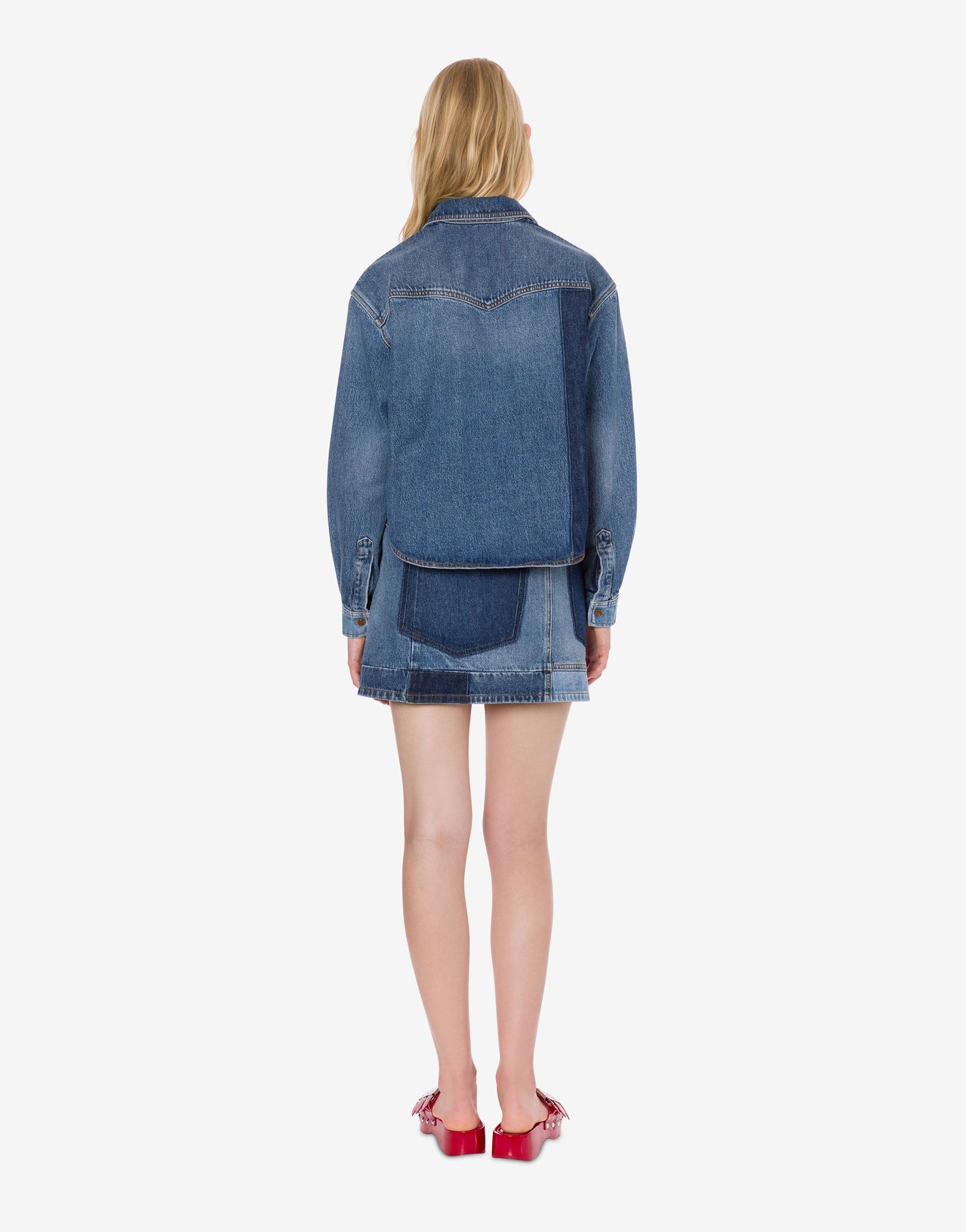 Chemise en jean patchwork
