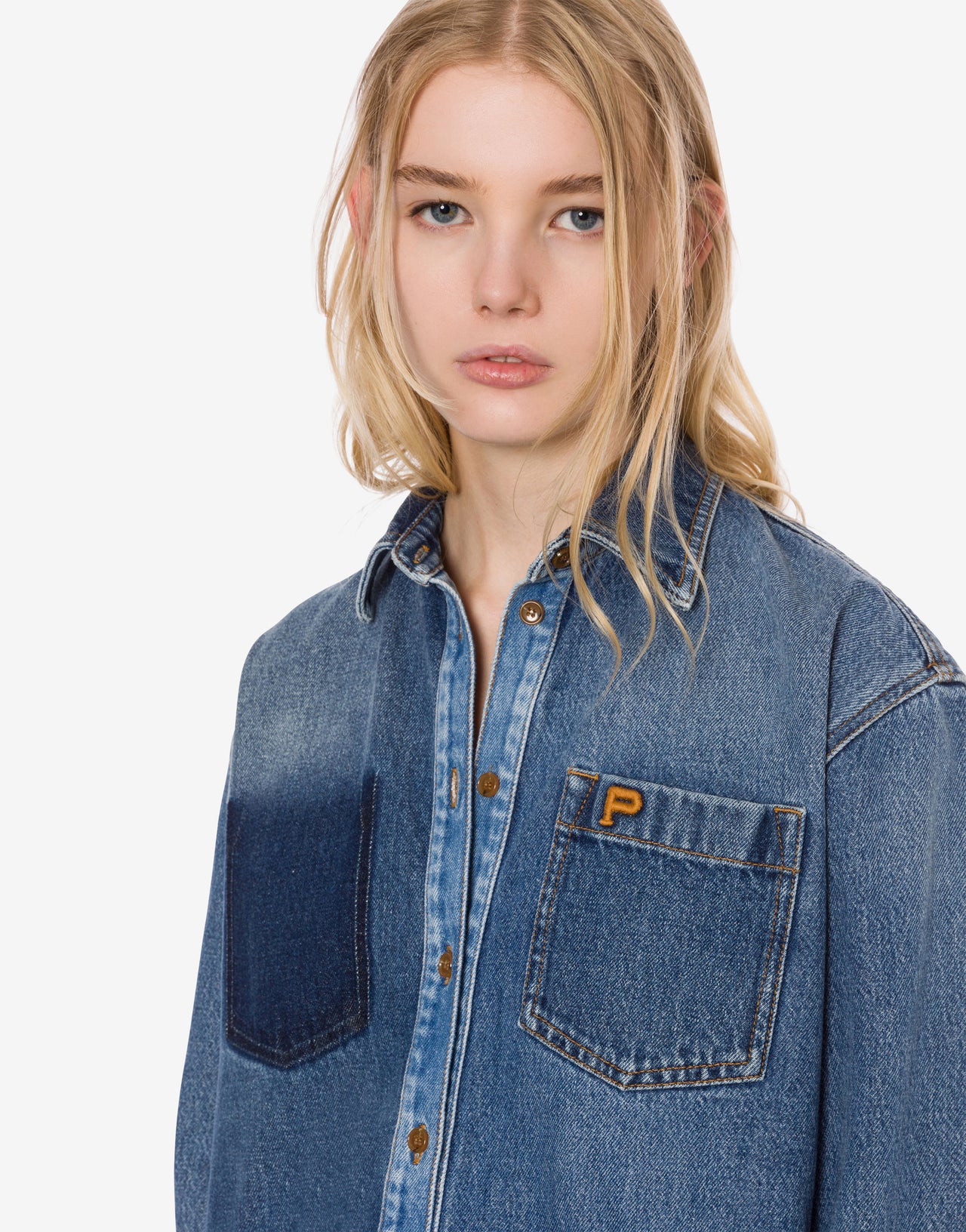 Chemise en jean patchwork