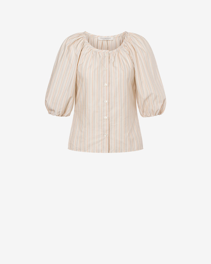 Striped cotton shirt with sleeves baloon