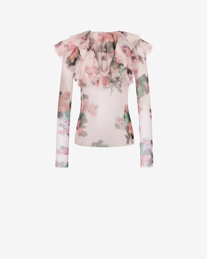 Tulle blouse with flower print