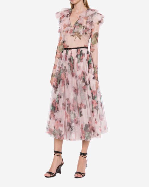 Tulle blouse with flower print