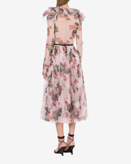 Tulle blouse with flower print