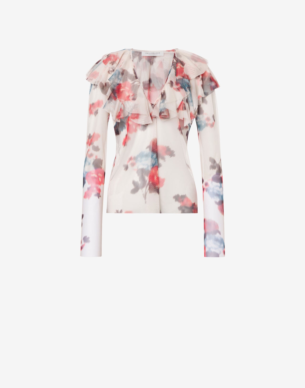 Tulle blouse with flower print