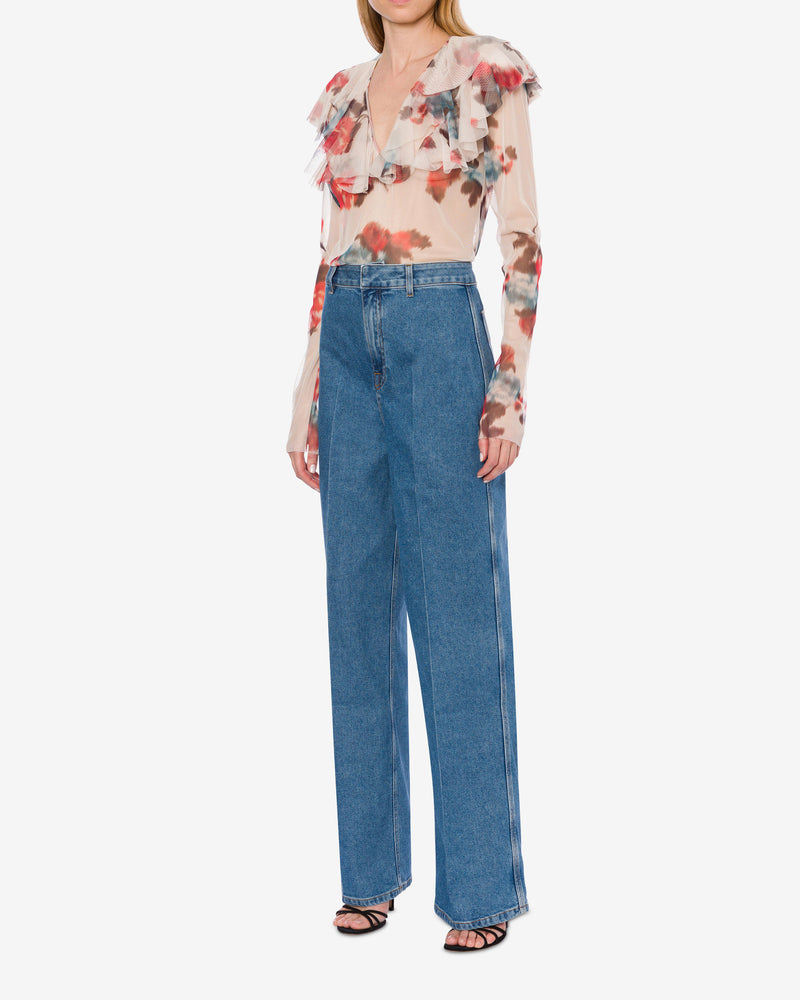 Tulle blouse with flower print