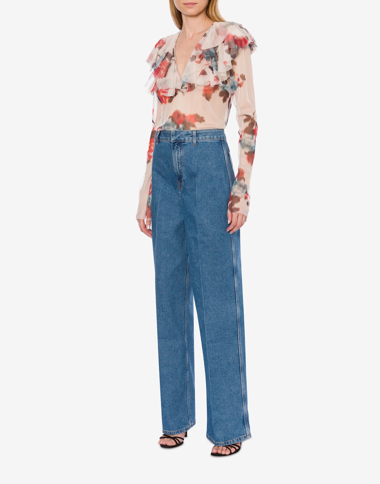 Tulle blouse with flower print