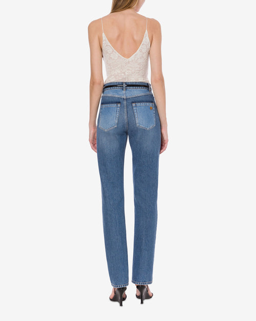 Pantalone in denim patchwork
