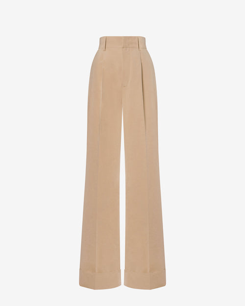 Wide trousers in technical cotton