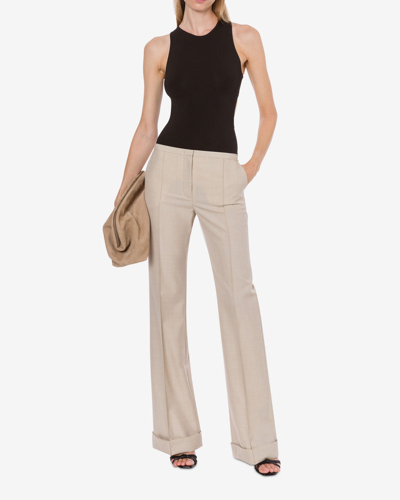 Pantalón de cintura baja en mezcla de lana fresca