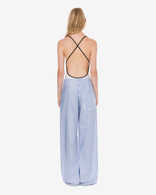 Wide trousers in striped cotton
