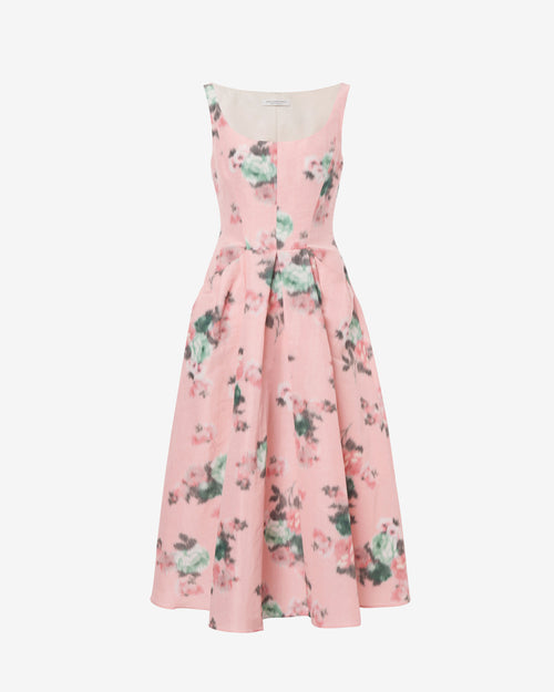 Longuette dress in floral taffetà