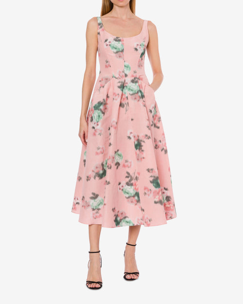 Longuette dress in floral taffetà